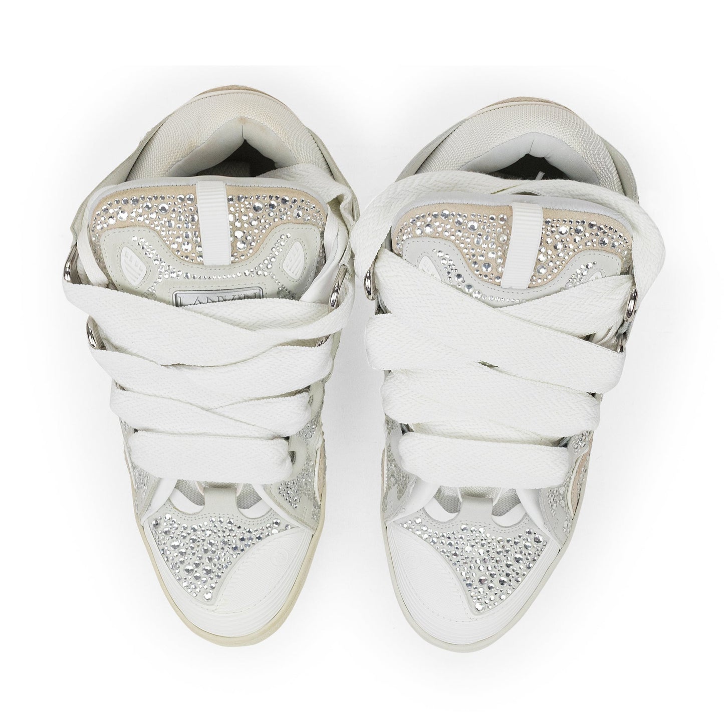 WHITE/SILVER CURB SNEAKERS
