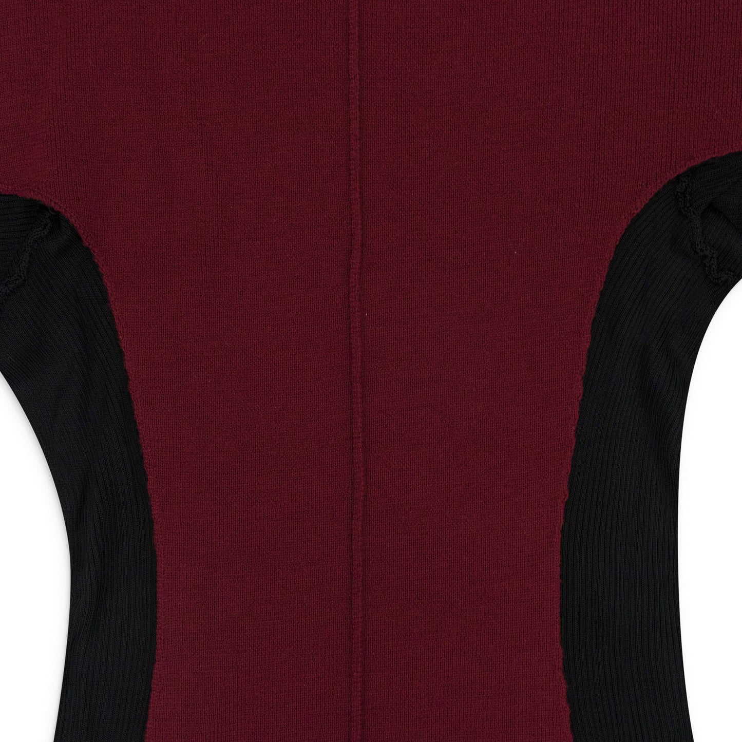 BURGUNDY MIX MEDIA TIGHT KNIT BLOUSE