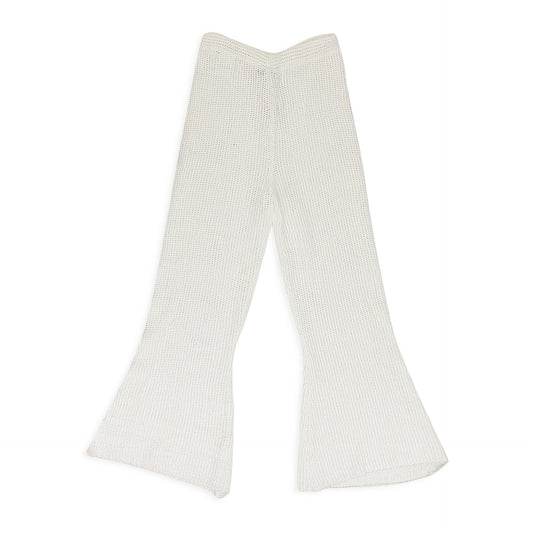 WHITE SCALLOP STRAIGHT PANTS