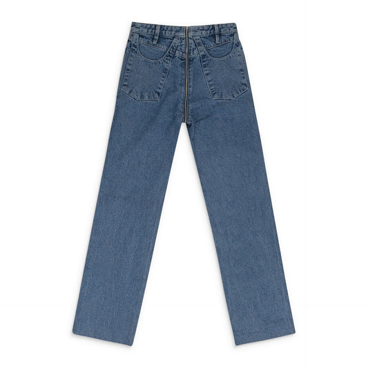 BLUE ZIP THROUGH STRAIGHT-FIT JEANS