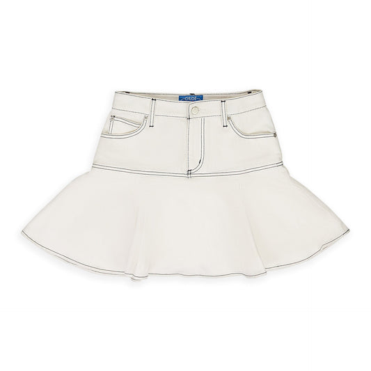 WHITE DENIM FLARED SKIRT