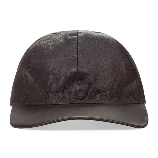 BROWN LEATHER BASEBALL CAP