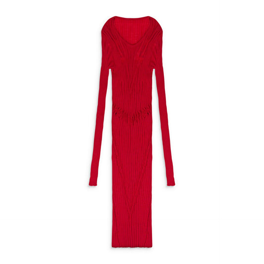 RED RAY KNIT SWEATER DRESS