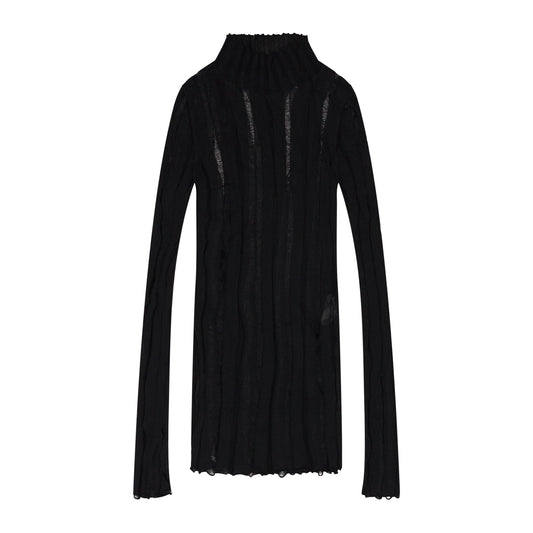 BLACK GRUNGE HIGH NECK TURTLENECK SWEATER