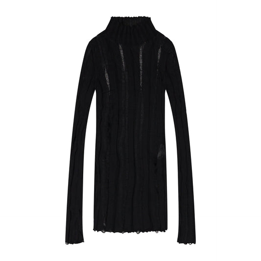 BLACK GRUNGE HIGH NECK TURTLENECK SWEATER
