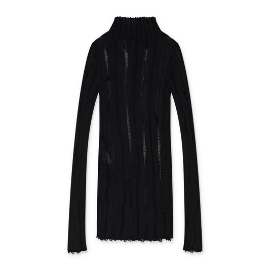 BLACK GRUNGE HIGH NECK TURTLENECK SWEATER