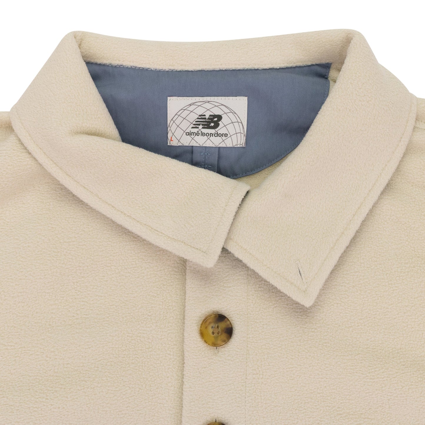 WHITE NEW BALANCE FLEECE POPOVER WORK JACKET