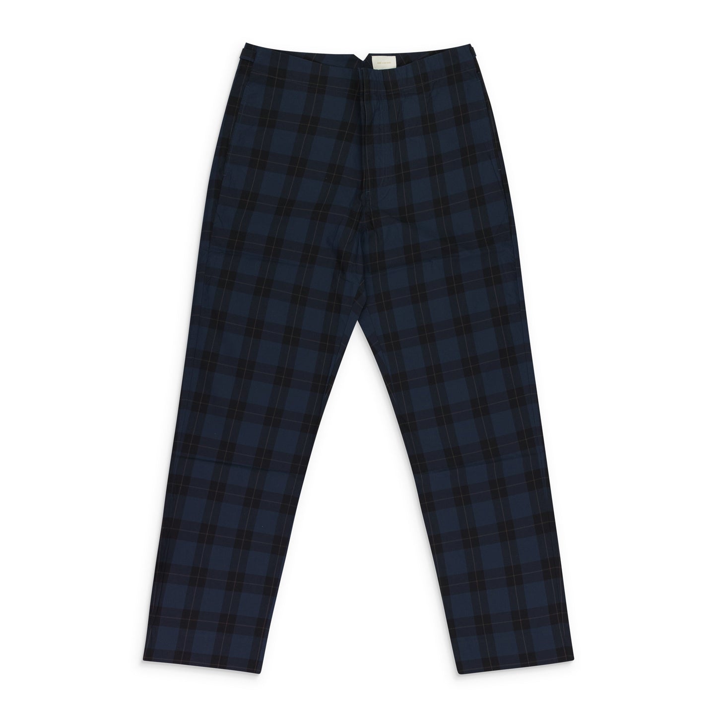 NAVY PLAID NYLON TROUSERS