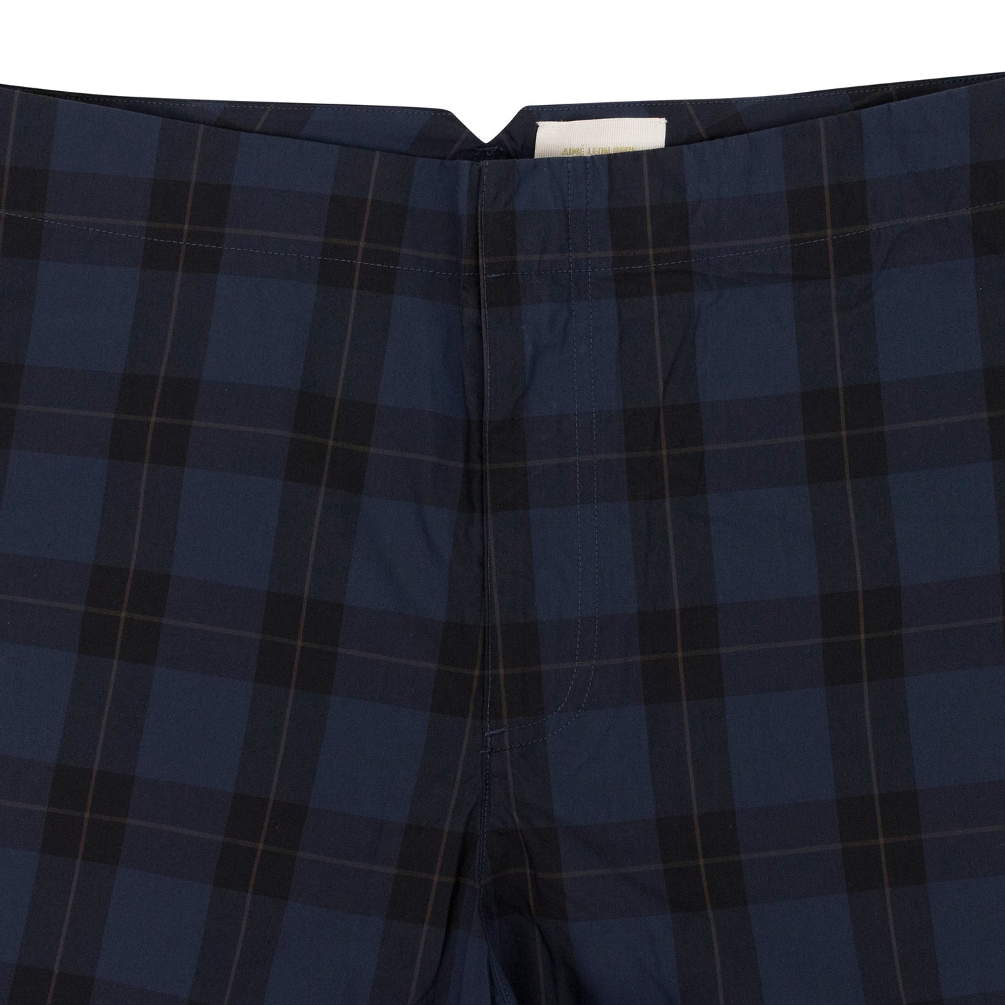 NAVY PLAID NYLON TROUSERS