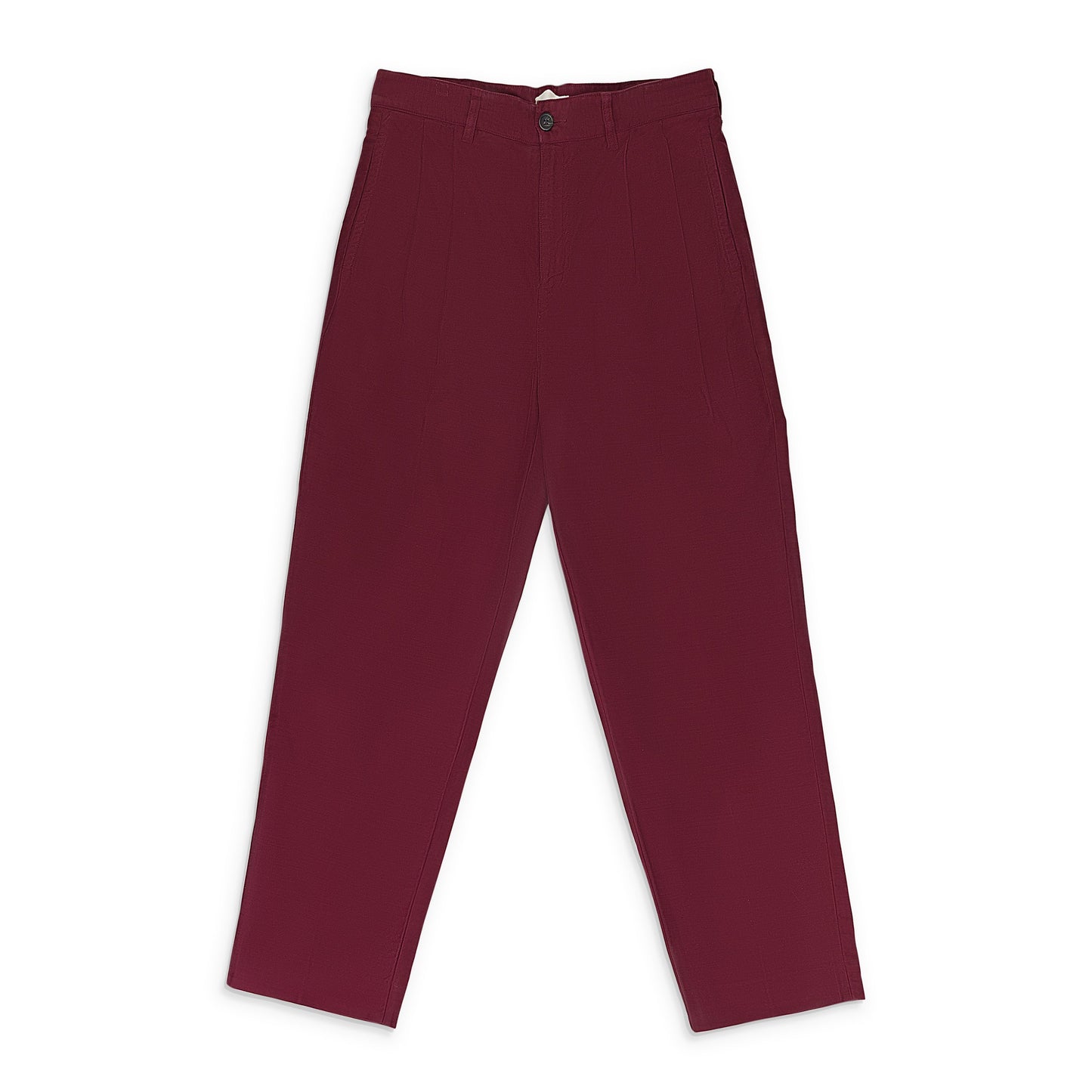 BROWN GARMENT DYED DOUBLE PLEATED PANTS