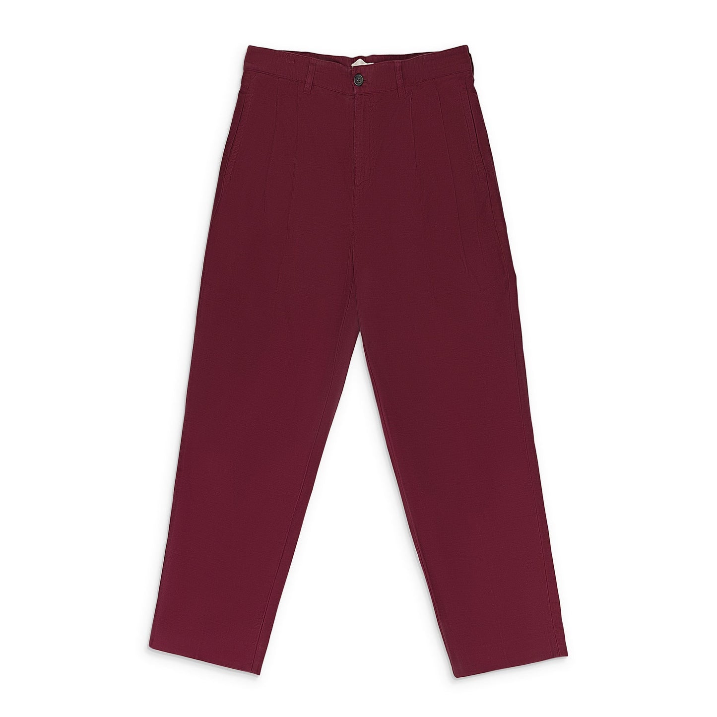BROWN GARMENT DYED DOUBLE PLEATED PANTS