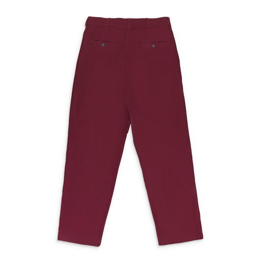 BROWN GARMENT DYED DOUBLE PLEATED PANTS