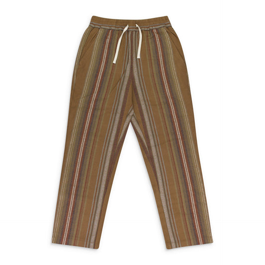 BROWN BLANKET STRIPE DRAWSTRING PANTS