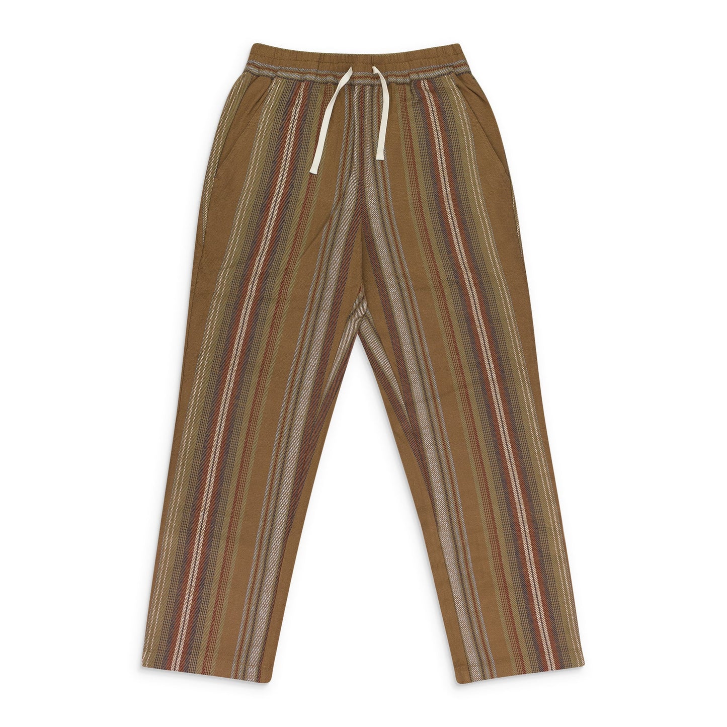 BROWN BLANKET STRIPE DRAWSTRING PANTS