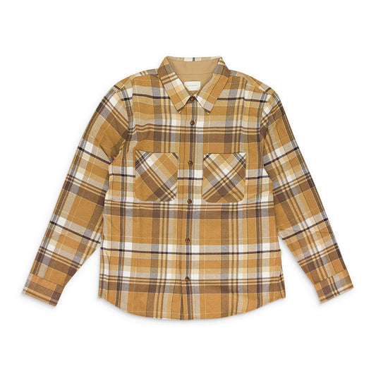 BROWN PLAID COTTON BUTTON-DOWN SHIRT