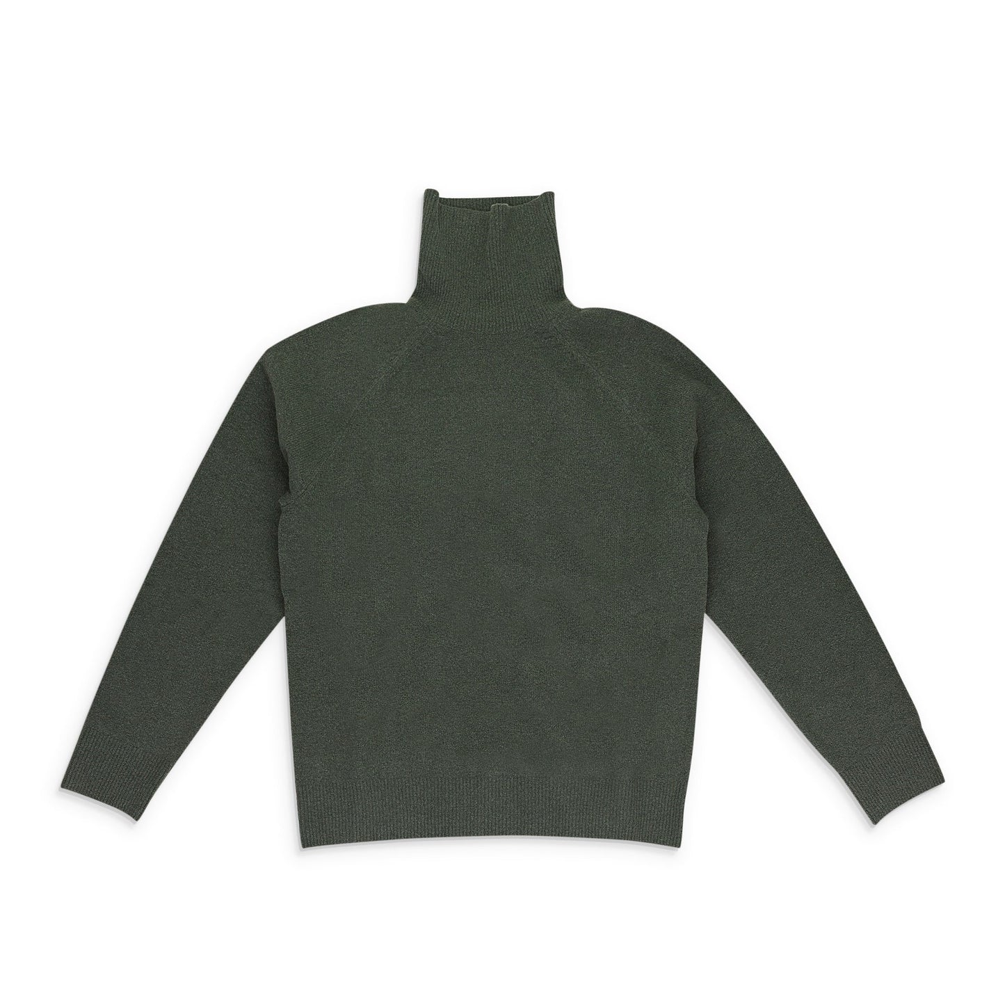 GREEN BOILED WOOL TURTLENECK SWEATER