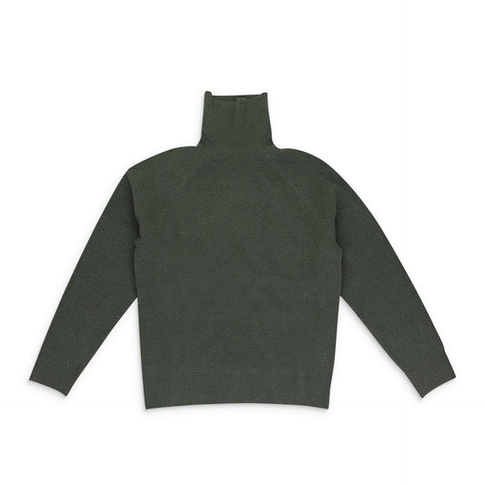 GREEN BOILED WOOL TURTLENECK SWEATER