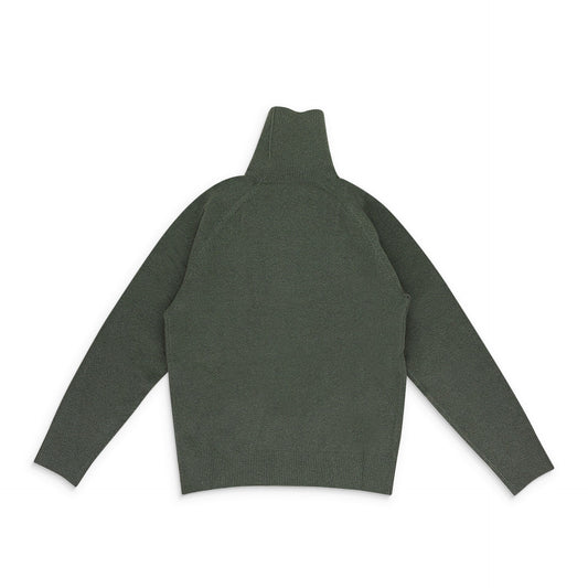 GREEN BOILED WOOL TURTLENECK SWEATER