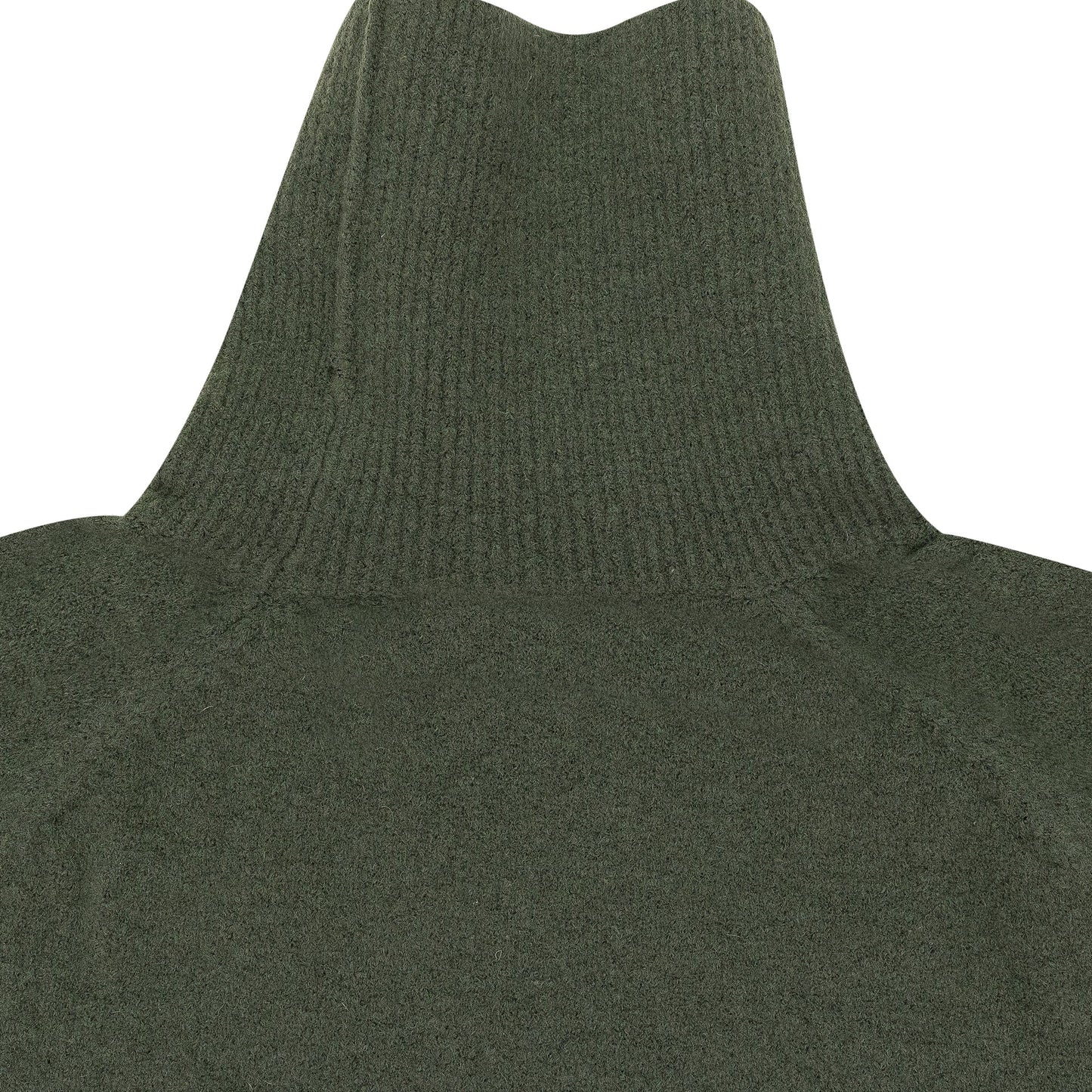 GREEN BOILED WOOL TURTLENECK SWEATER