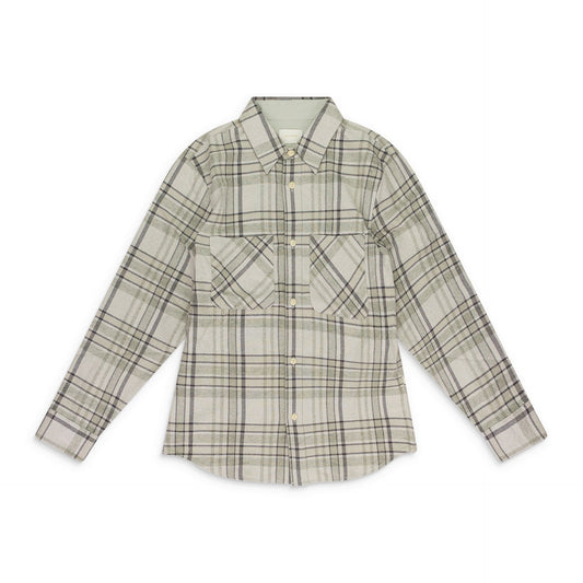 GRAY PLAID COTTON BUTTON-DOWN SHIRT