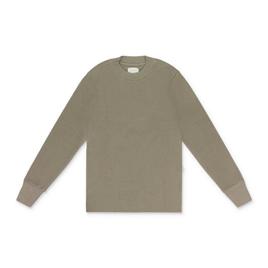 GREEN LONG-SLEEVE WAFFLE THERMAL T-SHIRT