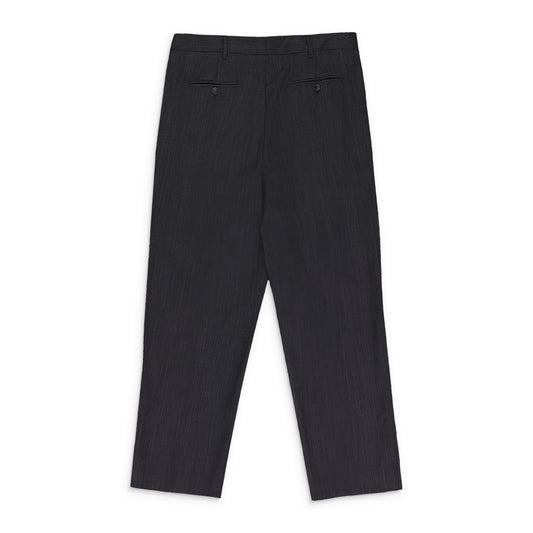 GRAY DOUBLE PLEATED WOOL TROUSERS