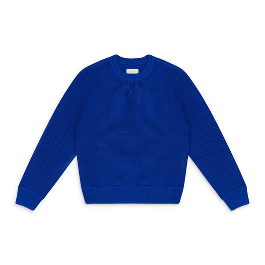 NWT AIME LEON DORE BLUE MERINO WAFFLE CREWNECK SWEATER SIZE XS $325