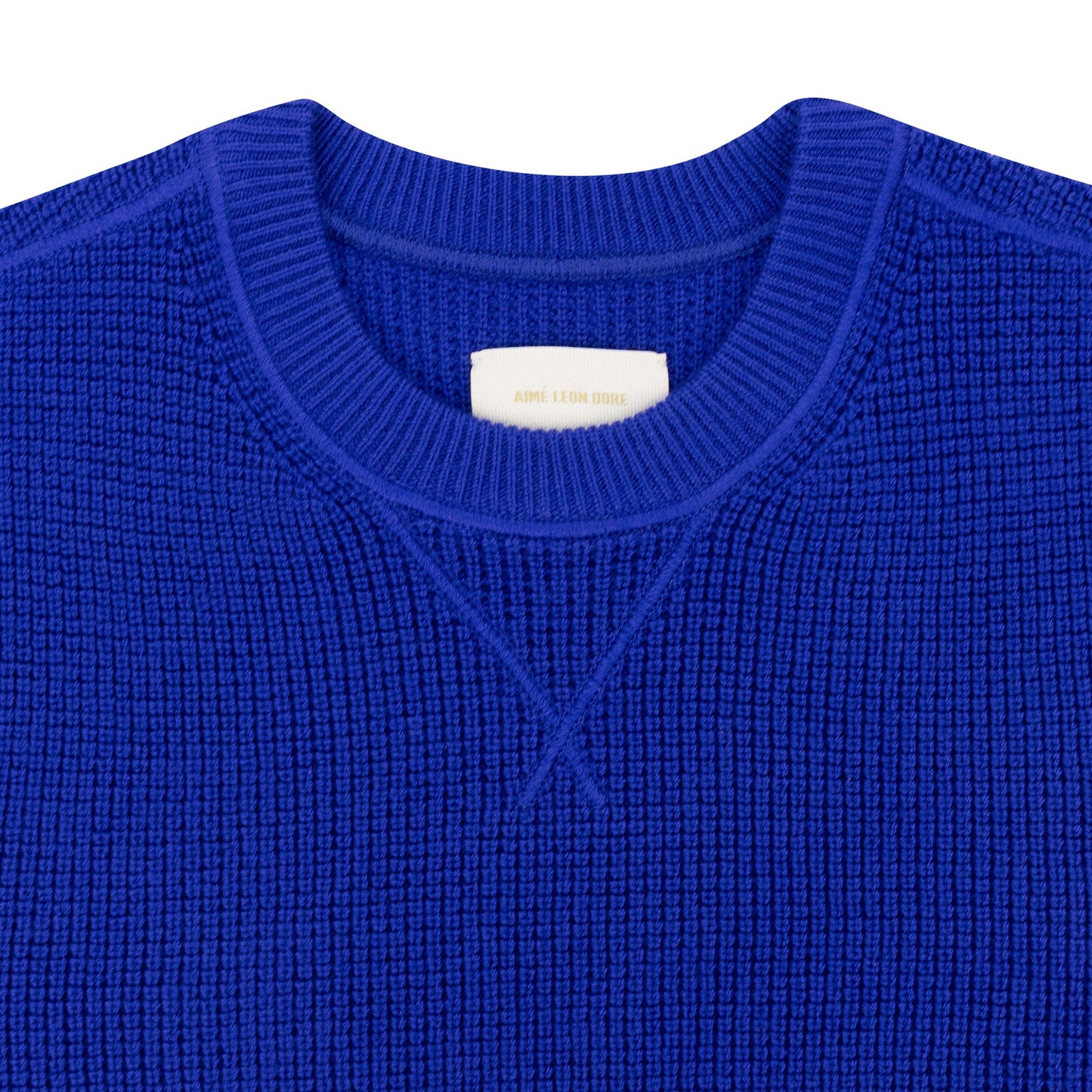 NWT AIME LEON DORE BLUE MERINO WAFFLE CREWNECK SWEATER SIZE XS $325