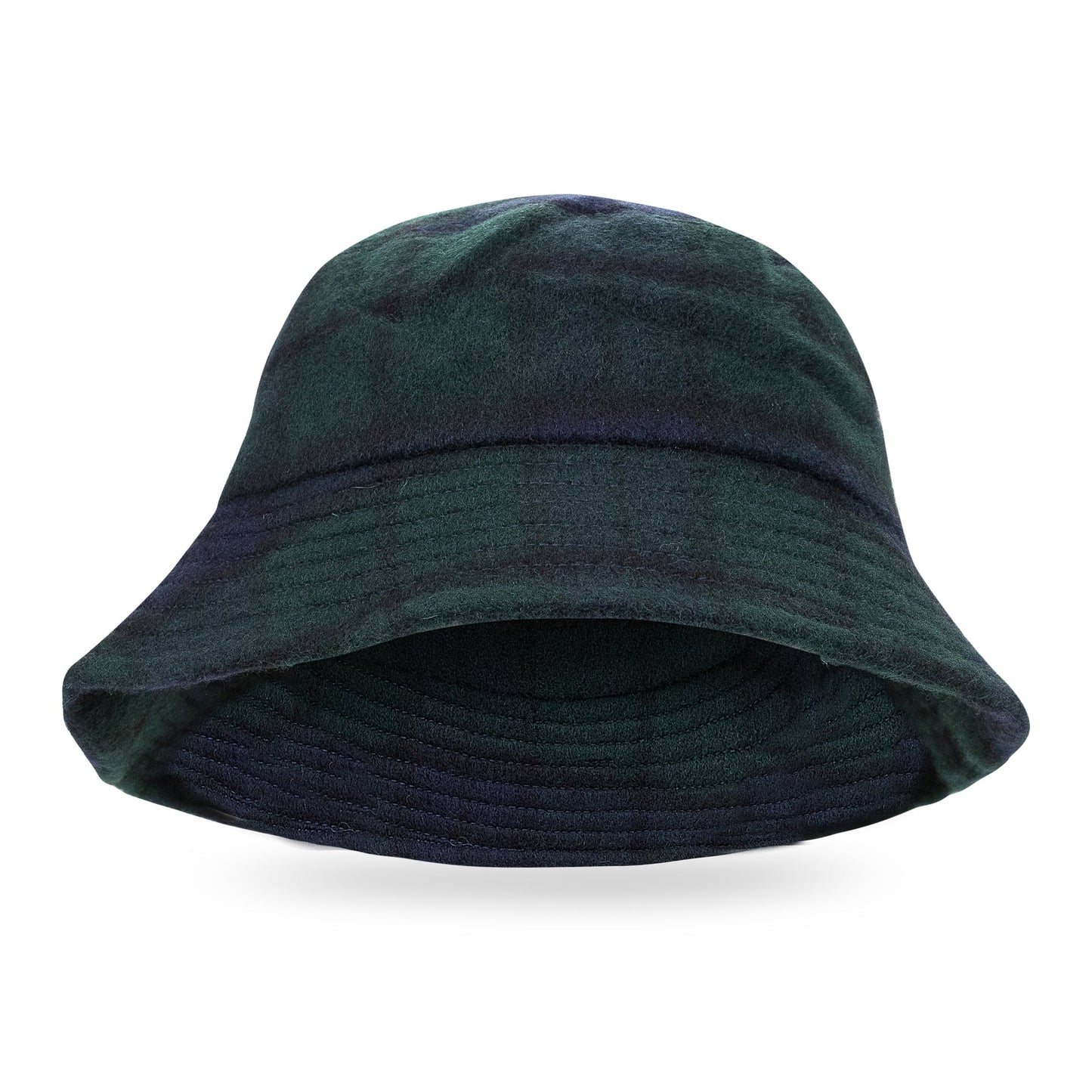BLACK WOOL PLAID BUCKET HAT