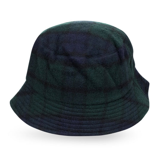 BLACK WOOL PLAID BUCKET HAT