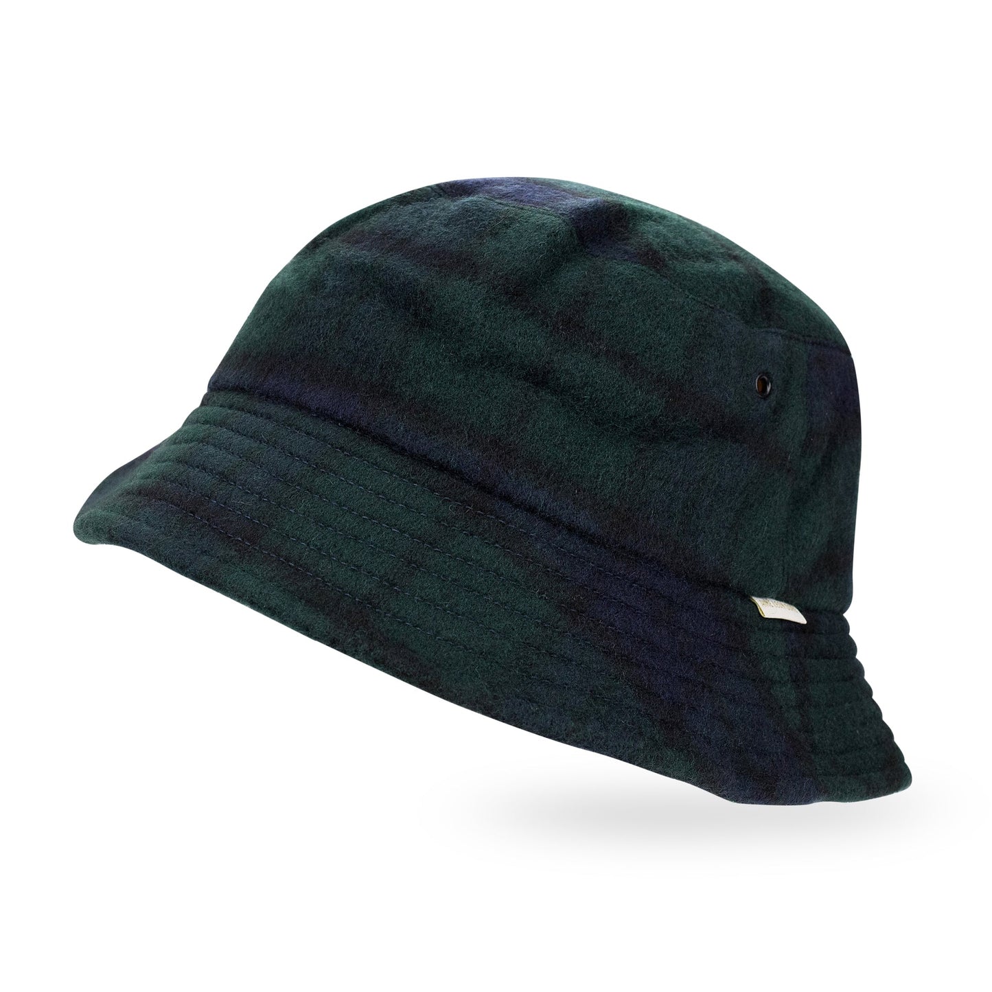 BLACK WOOL PLAID BUCKET HAT