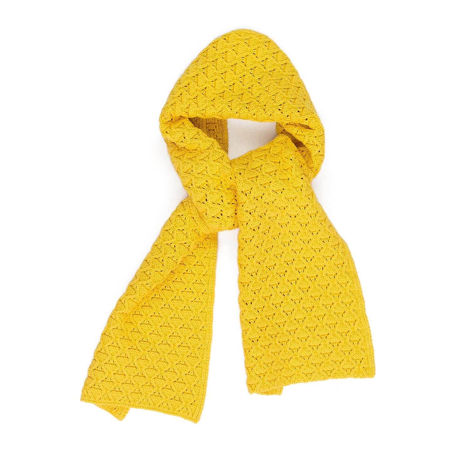 YELLOW EYELET KNIT SCARF