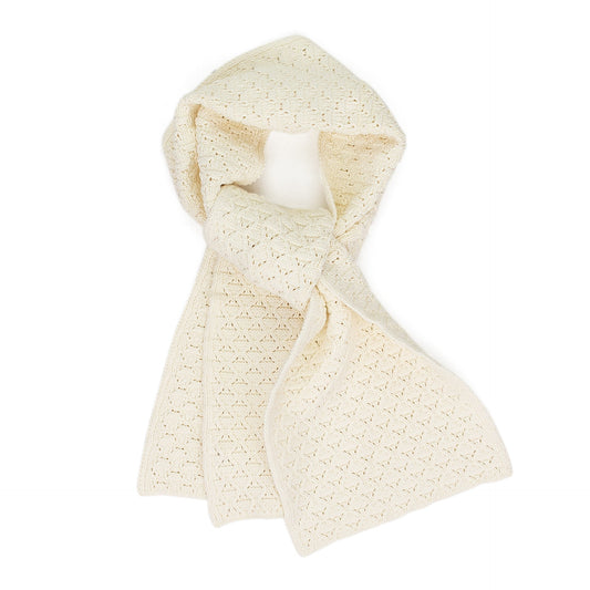 OFF-WHITE EYELET KNIT SCARF