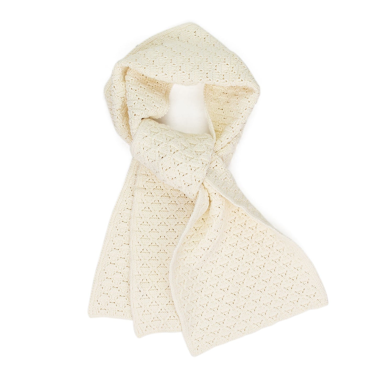 OFF-WHITE EYELET KNIT SCARF