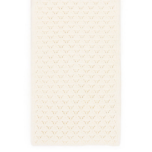 OFF-WHITE EYELET KNIT SCARF