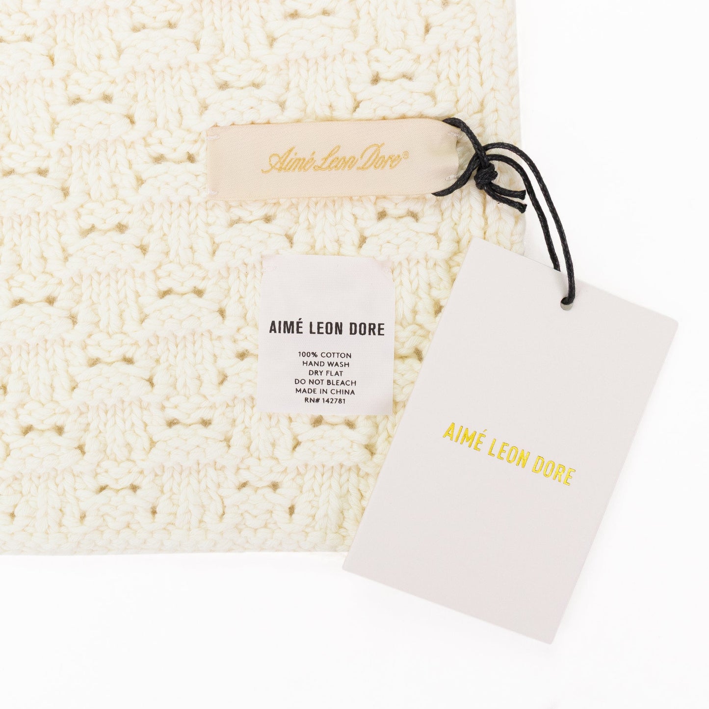 OFF-WHITE EYELET KNIT SCARF