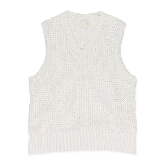 CREAM WAFFLE V-NECK SWEATER VEST