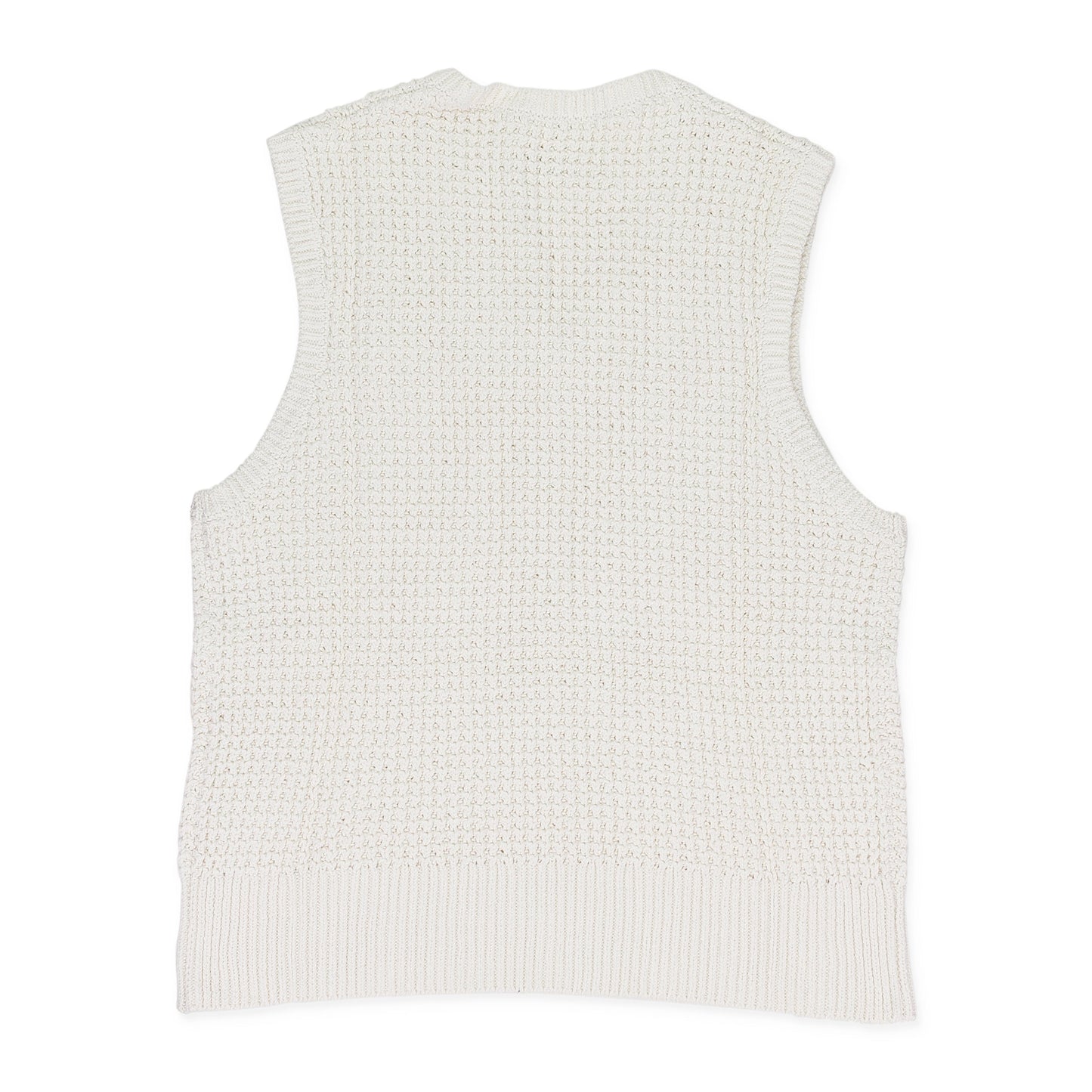 CREAM WAFFLE V-NECK SWEATER VEST