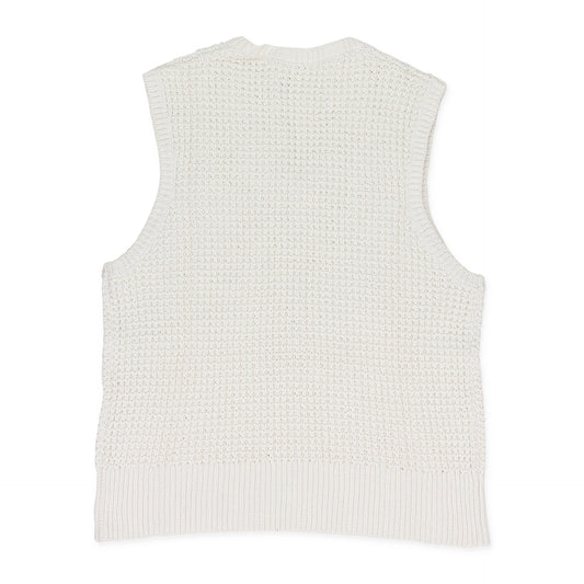 CREAM WAFFLE V-NECK SWEATER VEST
