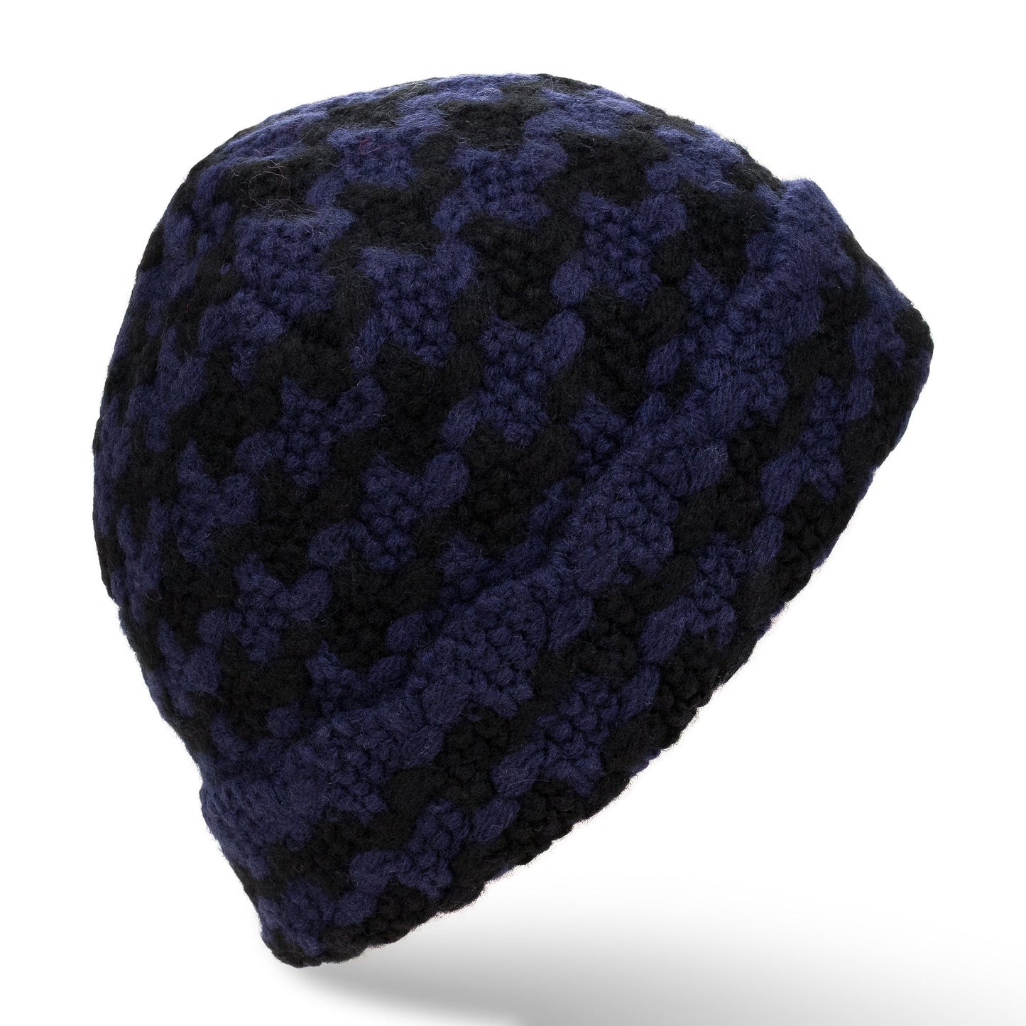 BLACK HOUNDSTOOTH BEANIE