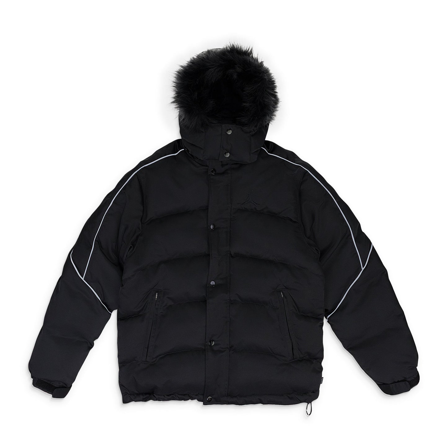 BLACK JORDAN WITH FUR HOODIE
