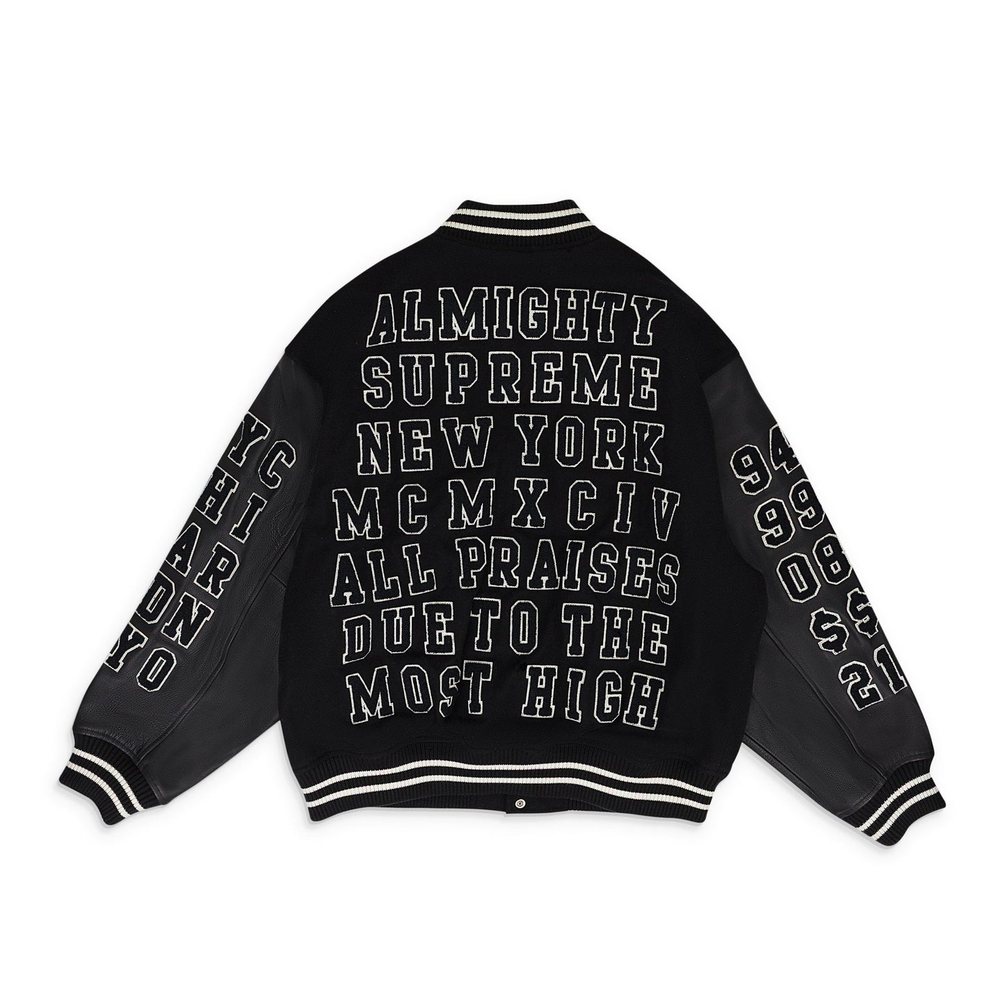 BLACK PRAISES VARSITY JACKET