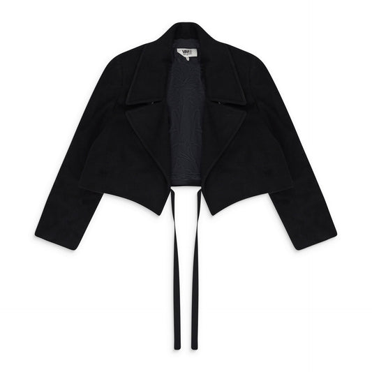 BLACK CROPPED WOOL JACKET