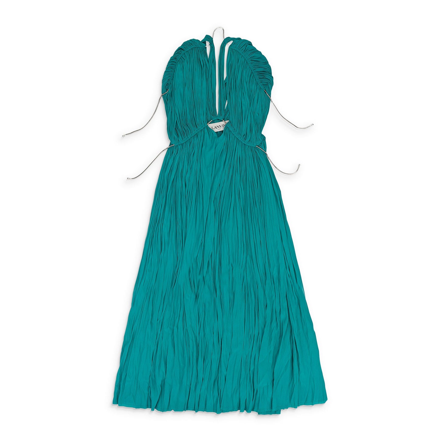 AQUAMARINE LONG PLEATED DRESS