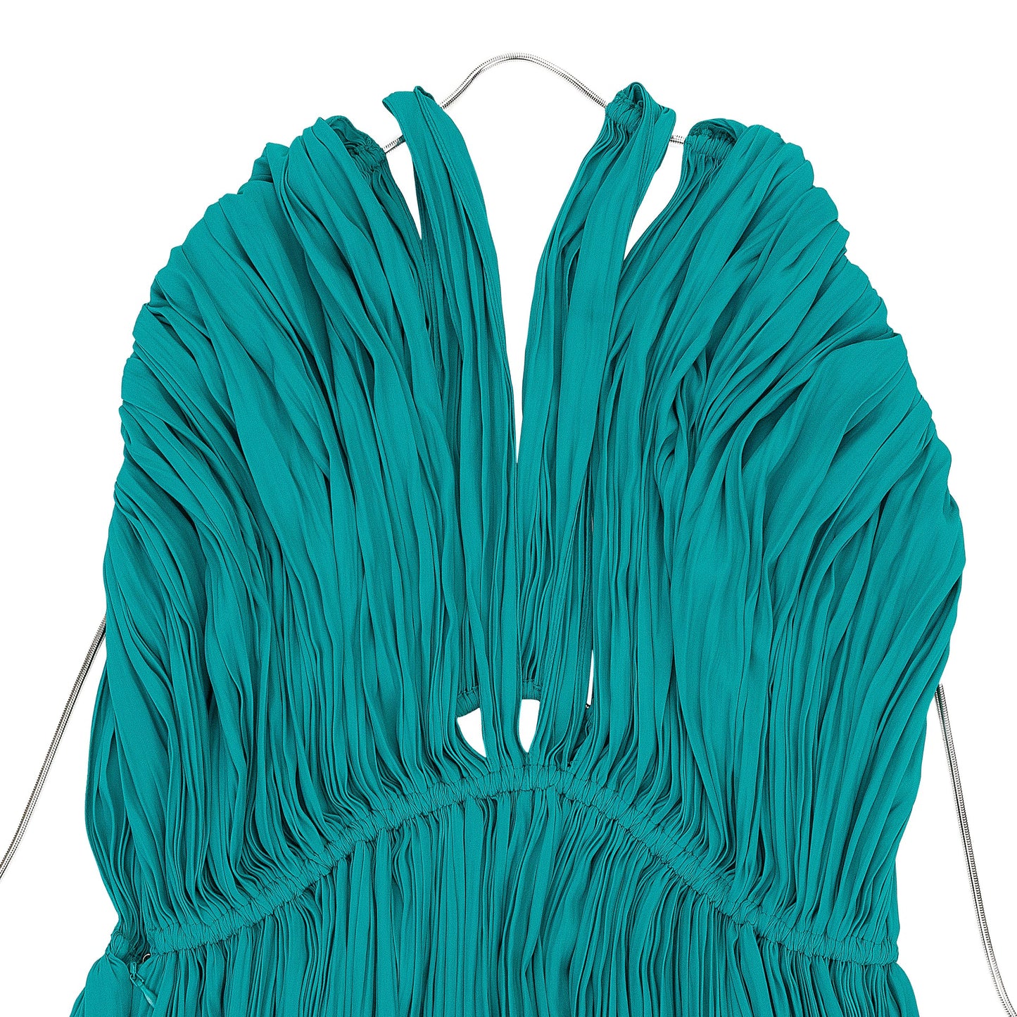 AQUAMARINE LONG PLEATED DRESS