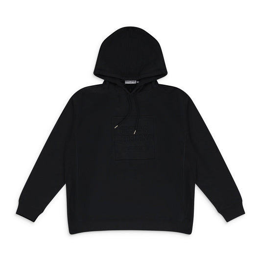 BLACK EMBOSSED BOX LOGO HOODIE