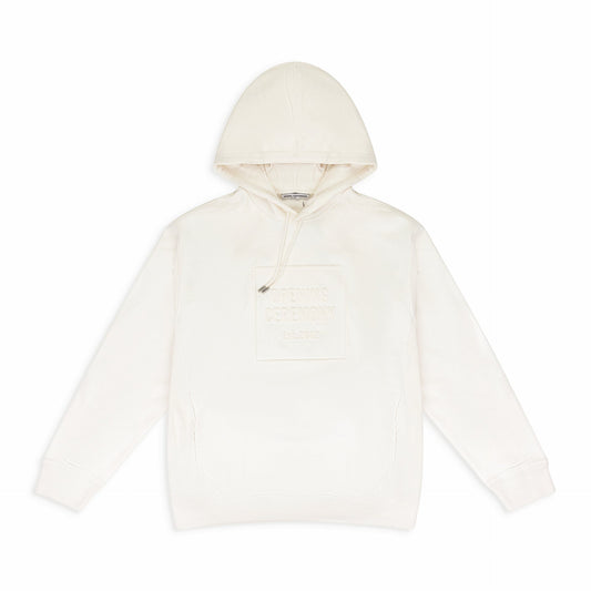 WHITE EMBOSSED BOX LOGO HOODIE