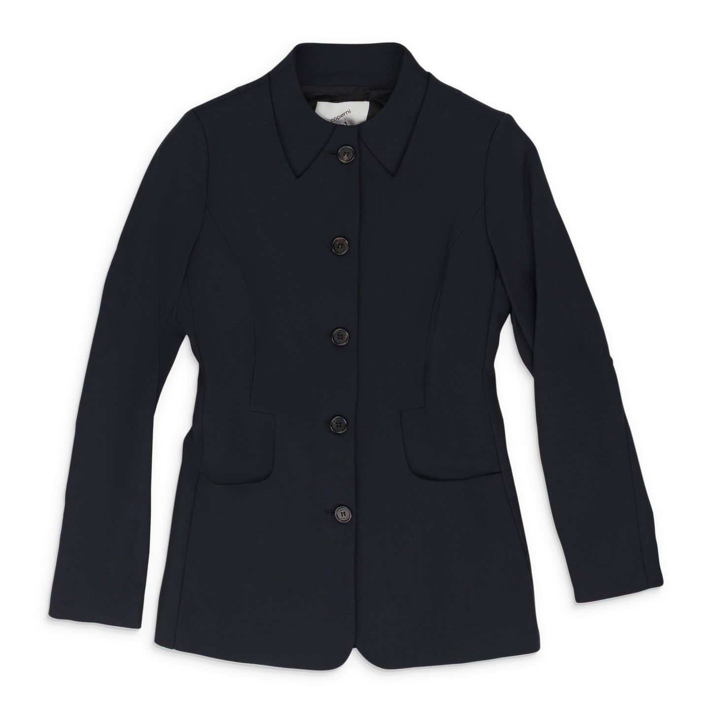 BLACK TROMPE L'OEIL TAILORED SUIT BLAZER