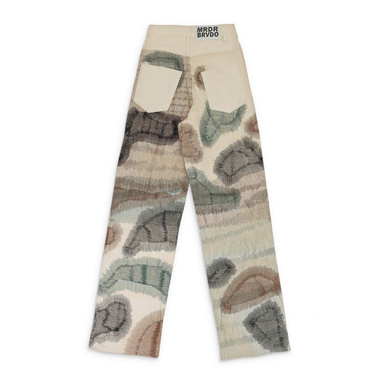 IVORY CAMOUFLAGE EMBROIDERY PANTS