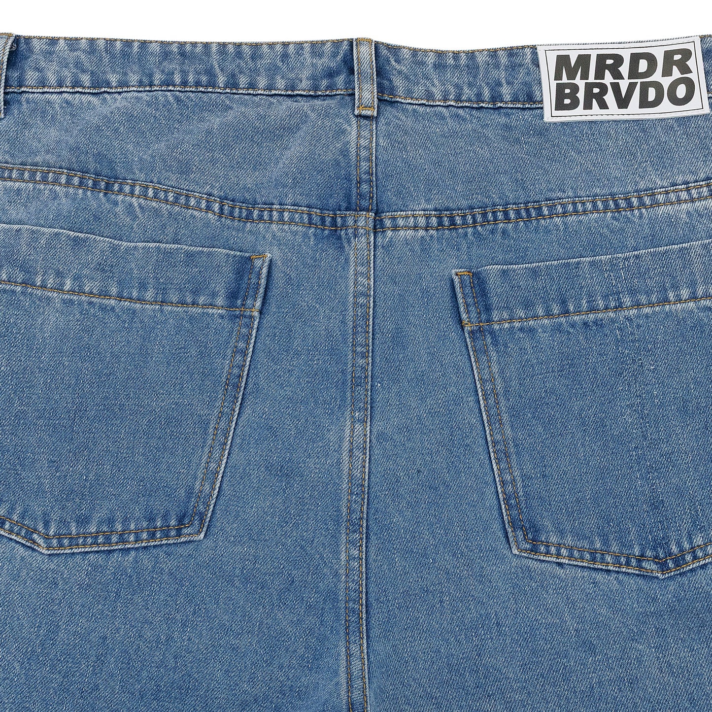 BLUE RAISED WINDOW DENIM PANTS